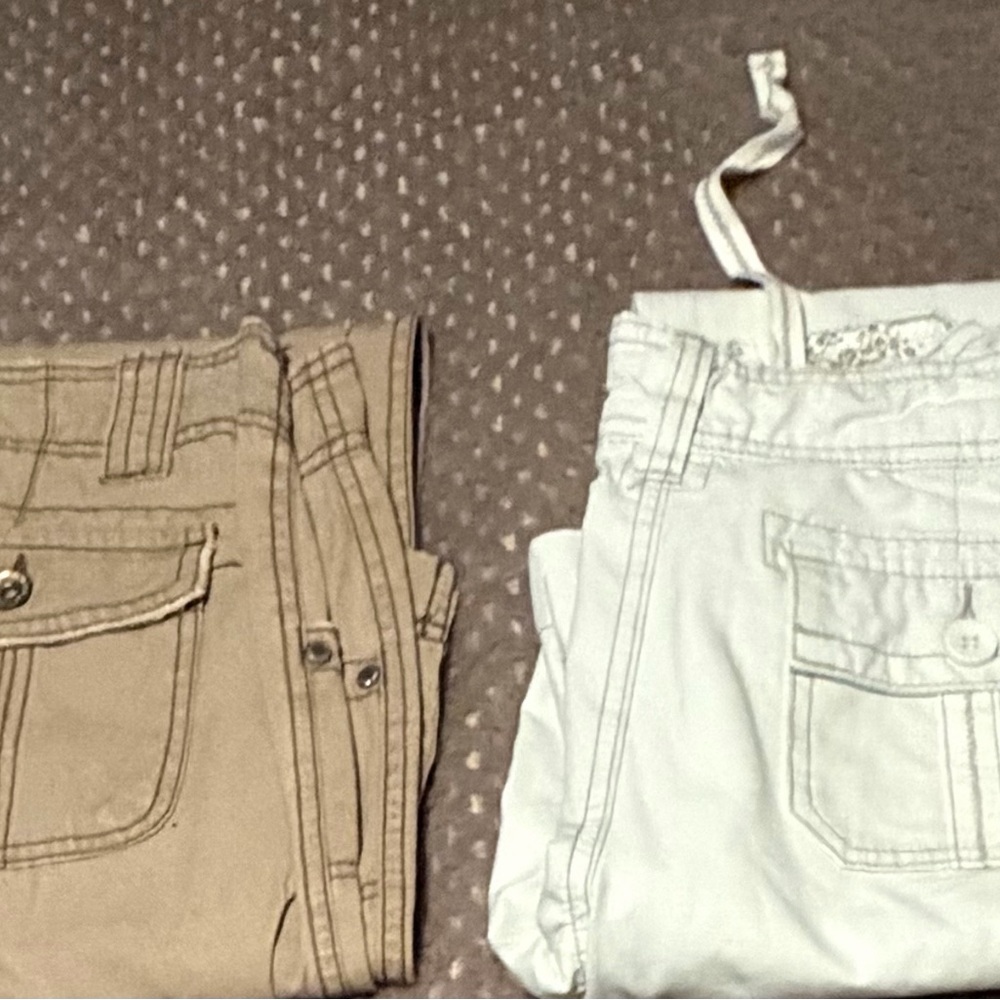 Maurices Pair of Casual Cargo Pocketed Pants - Khaki and Lighter beige